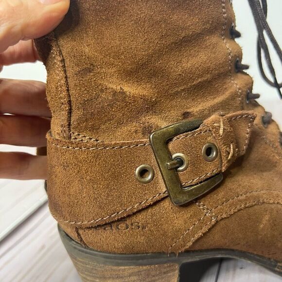 Taos Brown Suede Leather Ankle Heeled Boots Lace Up Sz 41 - Picture 7 of 10